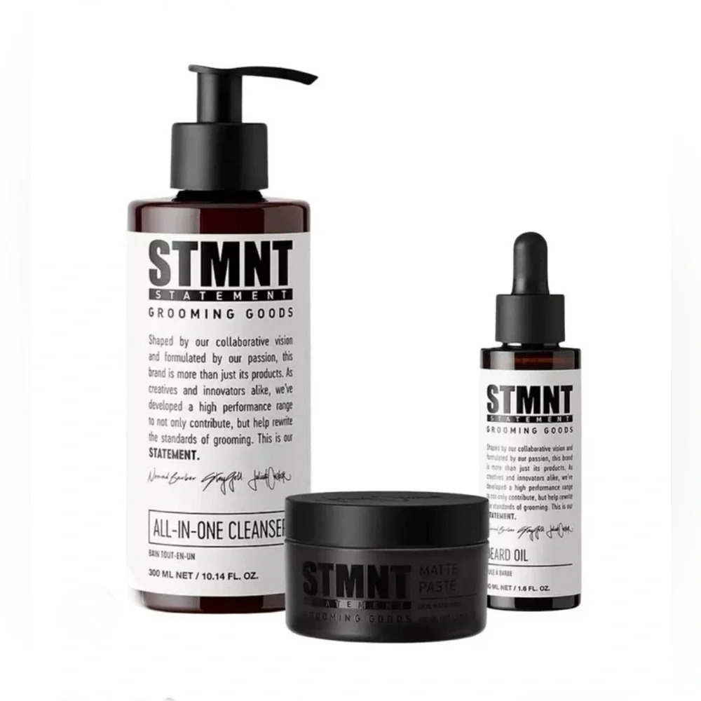 STMNT Statement Grooming Goods Cleanser, Beard oil + Matte Paste